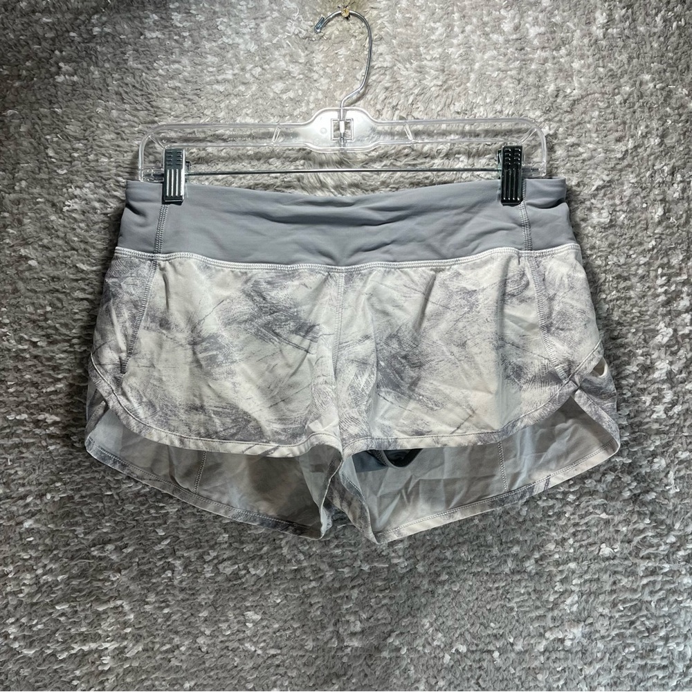 Lululemon Speed Up Shorts Women Size 6 Marble Alpine White Back Zip Pocket Lined